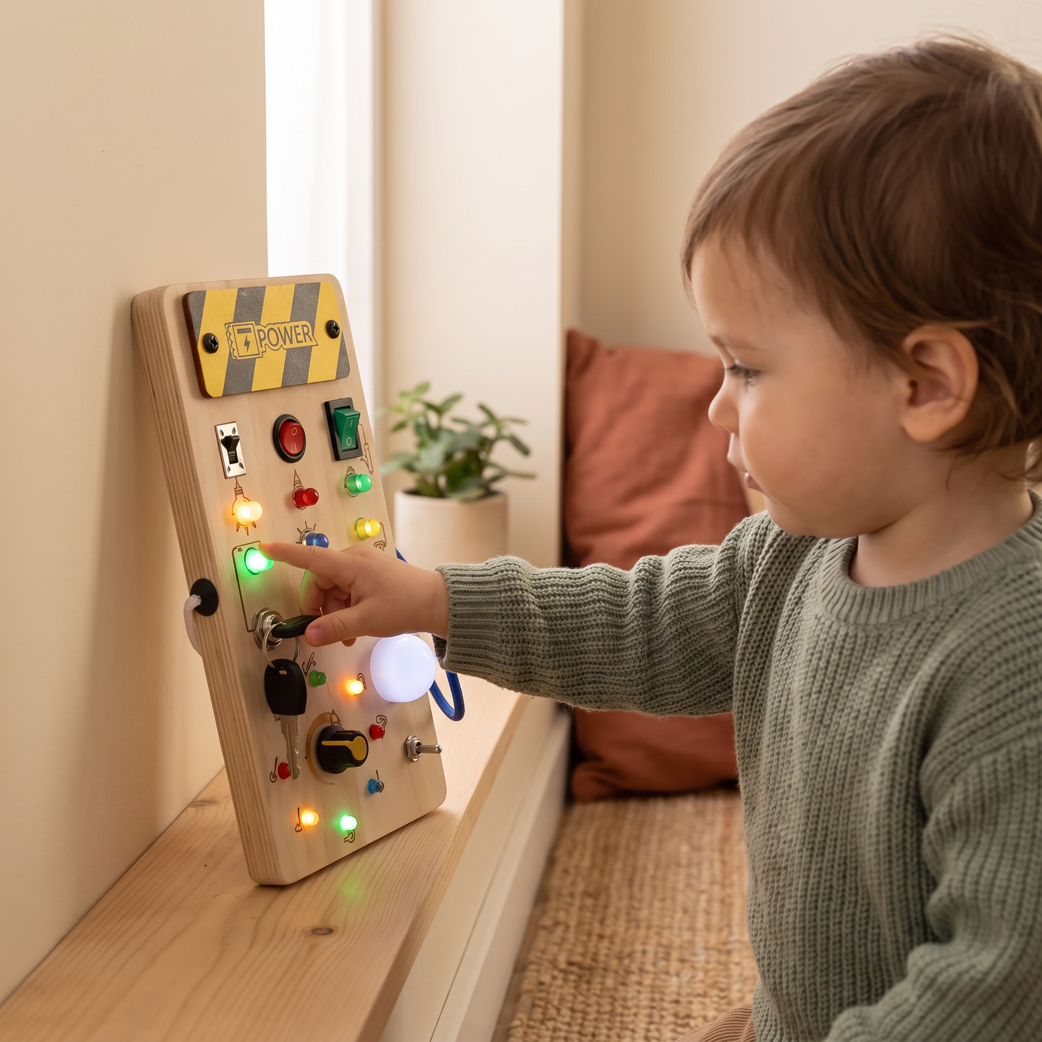 Panneau d'activités lumineux en bois