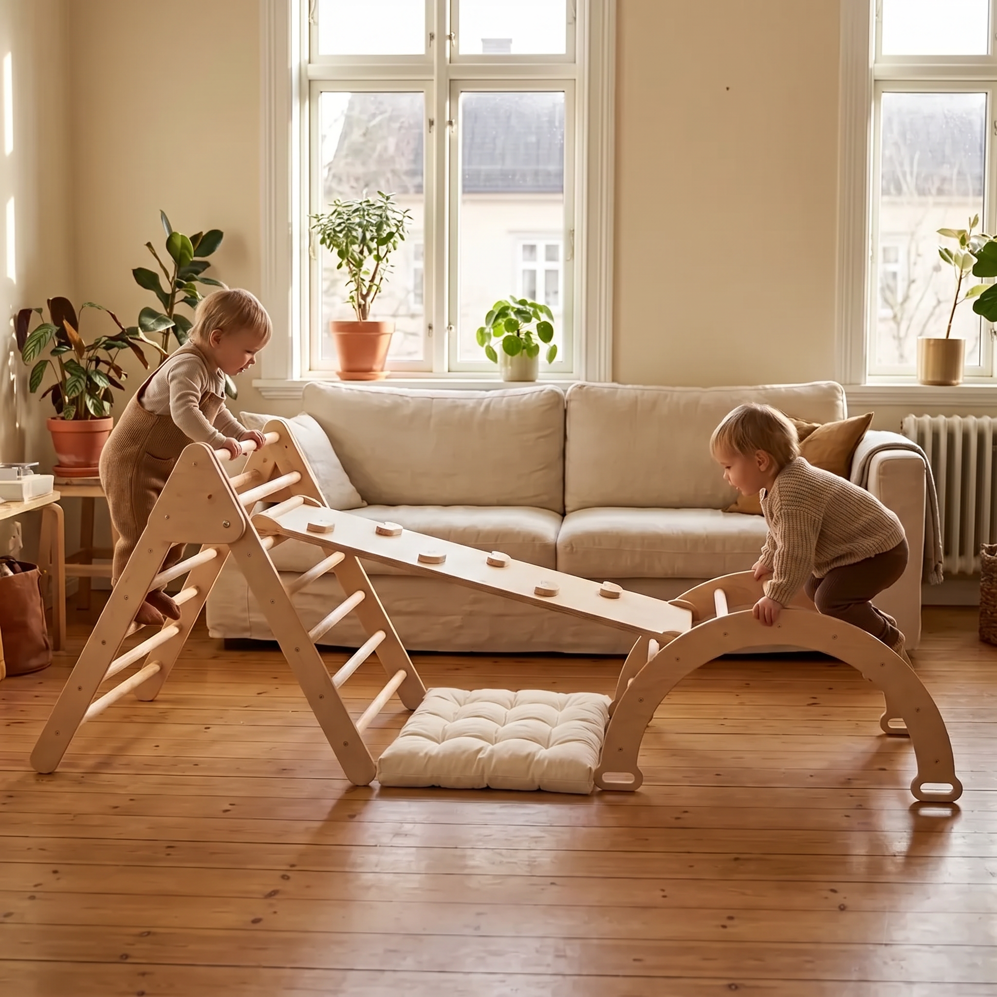 Set d'escalade 4 pièces — Bois naturel