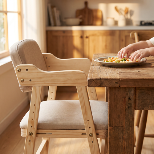 Il mange à table, comme les grands