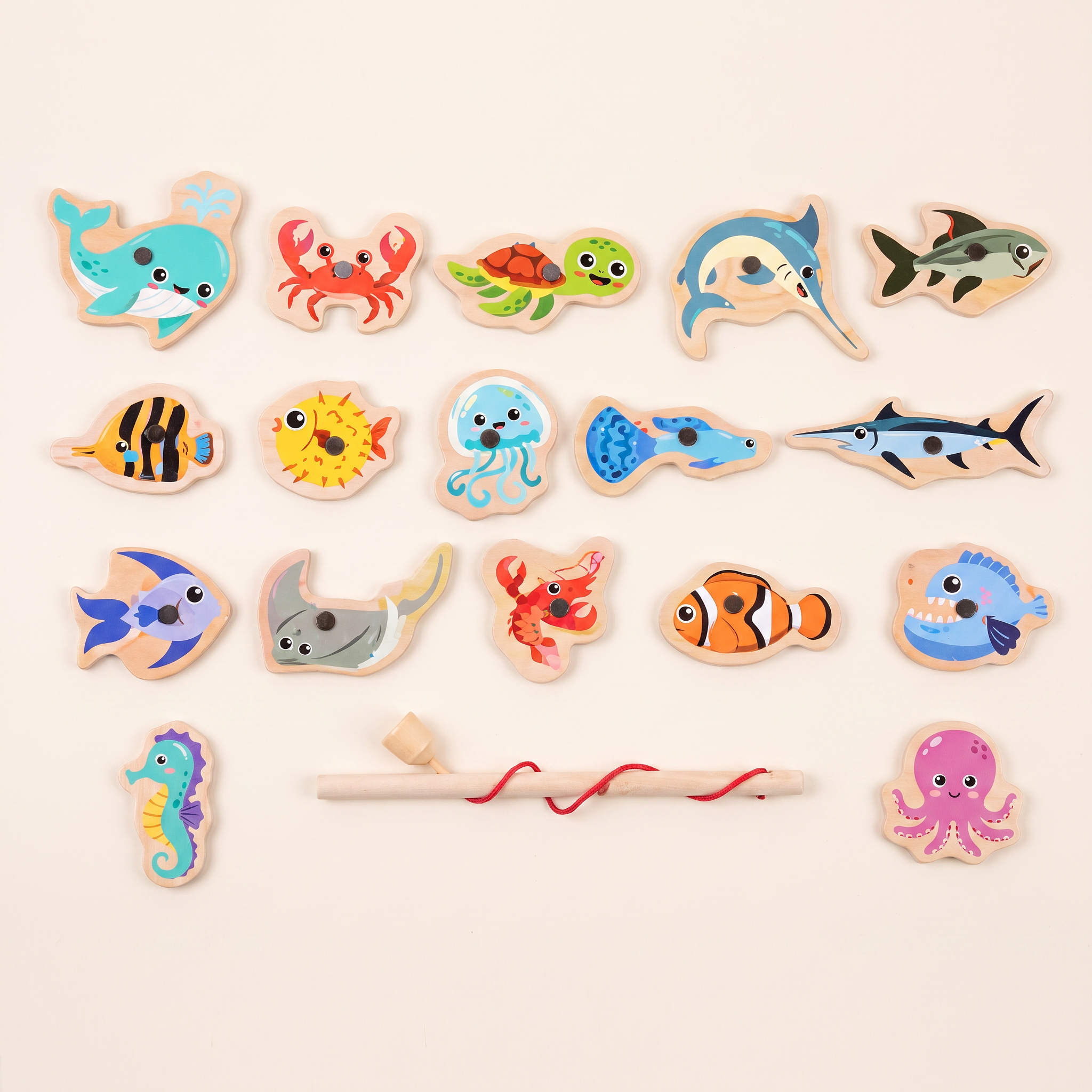 Jeu de pêche magnétique en bois