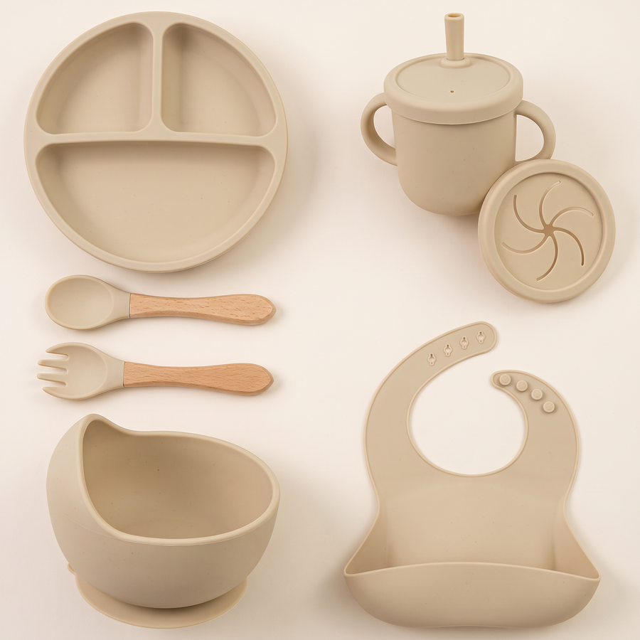 Set vaisselle bébé silicone — 6 pièces
