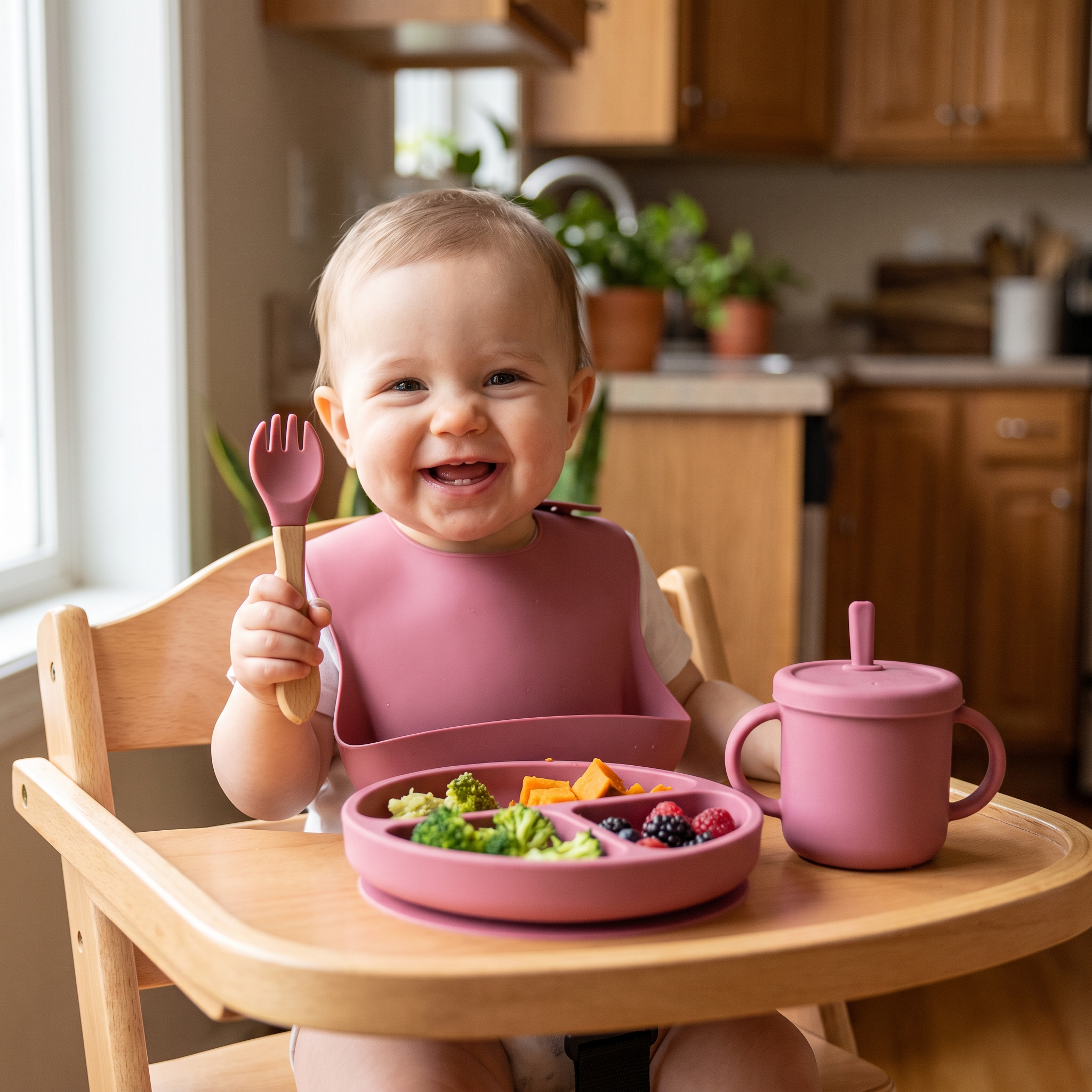 Set vaisselle bébé silicone — 6 pièces