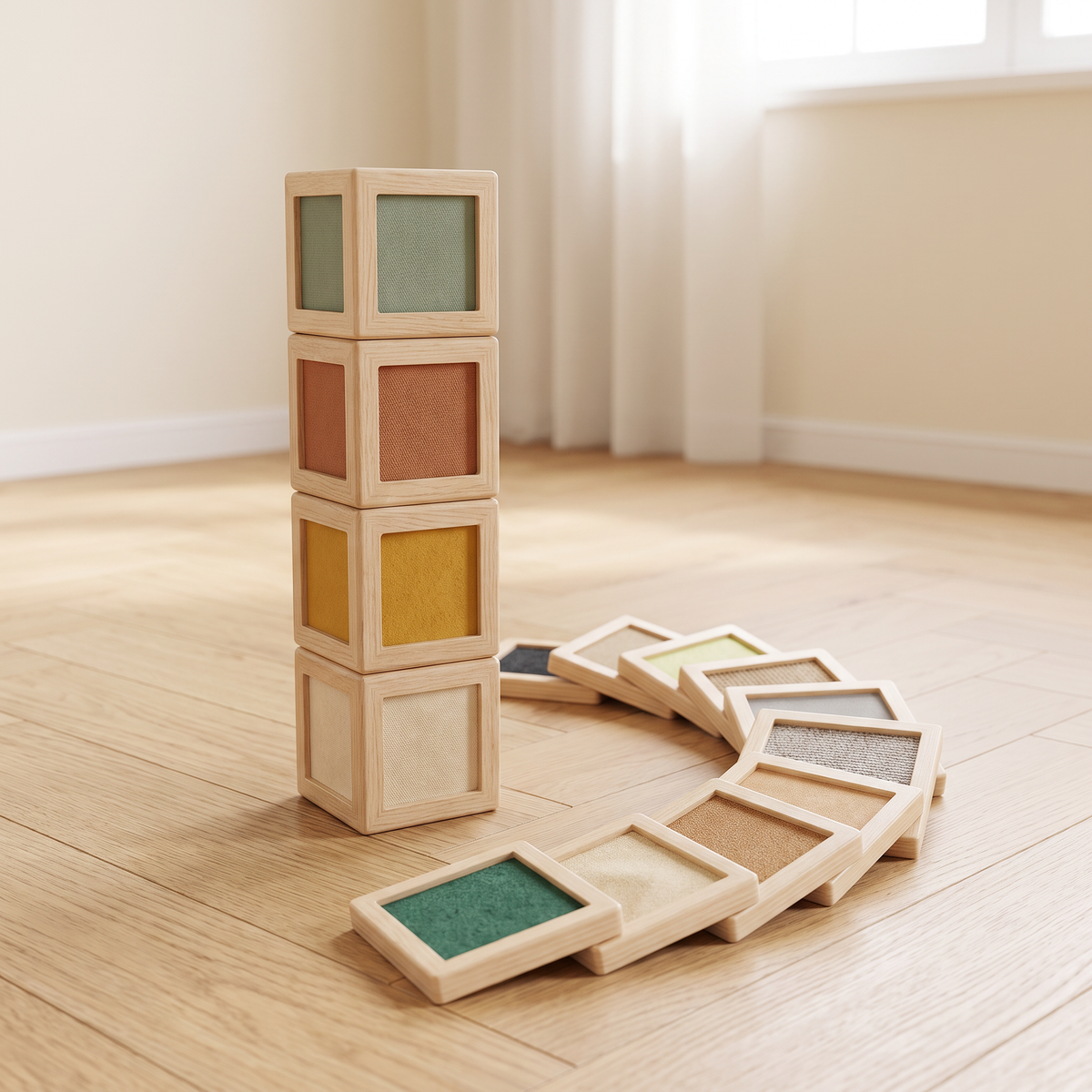 Briques sensorielles en bois — 16 pièces