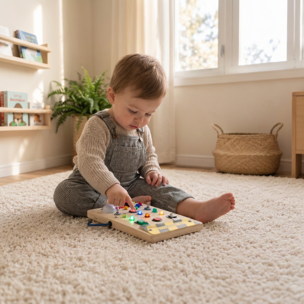 Panneau d'activités lumineux en bois